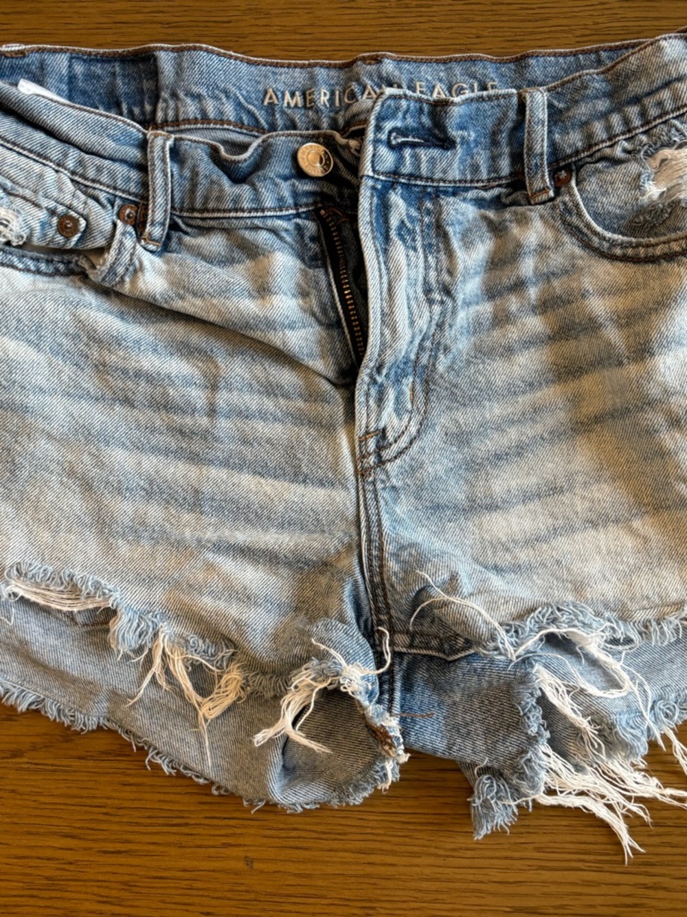 American Eagle Outfitters Light Wash Distressed Denim Shorts